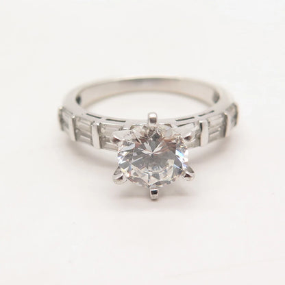 925 Sterling Silver Round-Cut C Z Ring Size 7