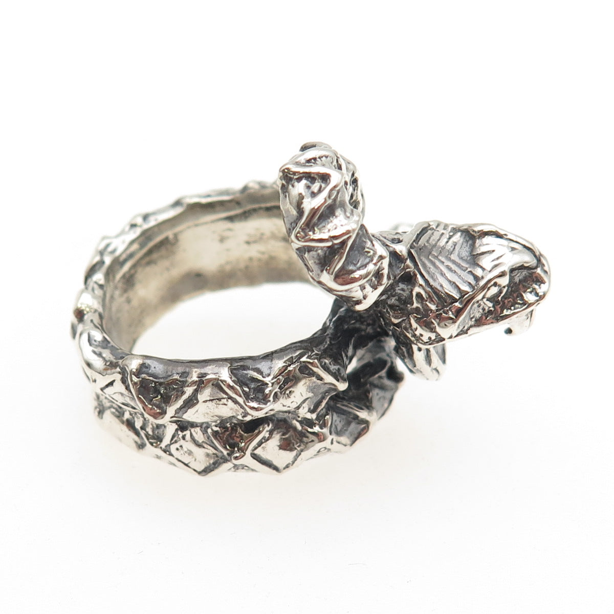 925 Sterling Silver Vintage Snake Oxidized Ring Size 8