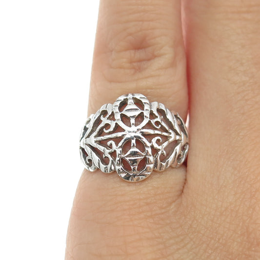 925 Sterling Silver Vintage Ornate Ring Size 5
