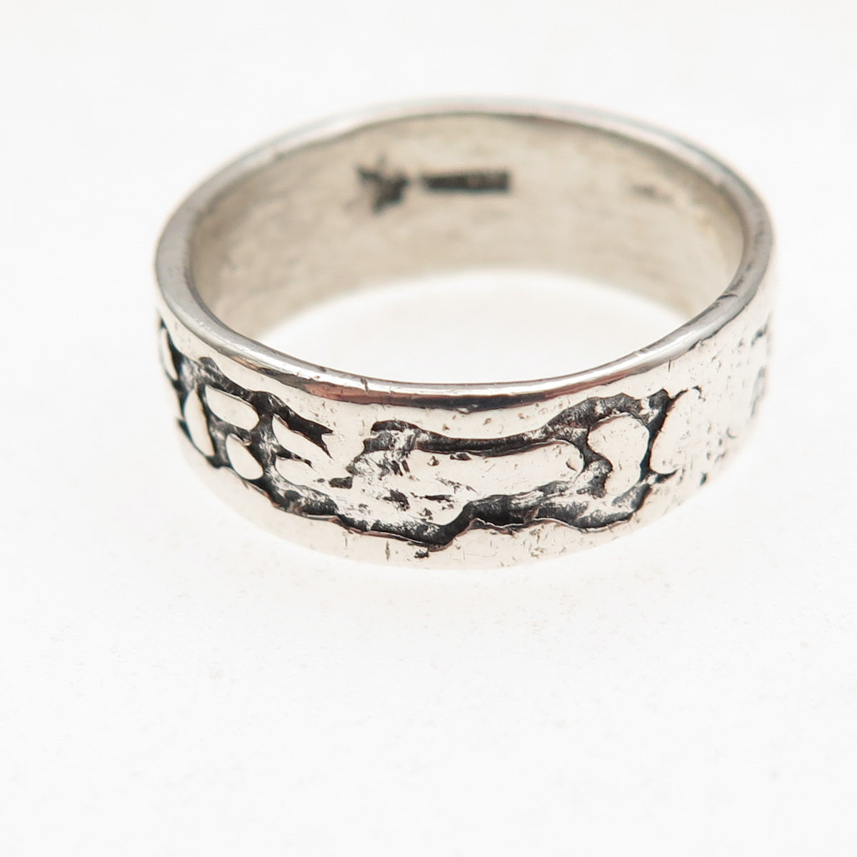 Bell Trading Post 925 Sterling Silver Vintage Nugget Oxidized Band Ring Size 8