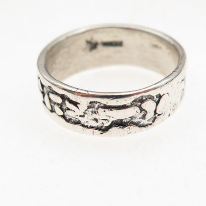 Bell Trading Post 925 Sterling Silver Vintage Nugget Oxidized Band Ring Size 8
