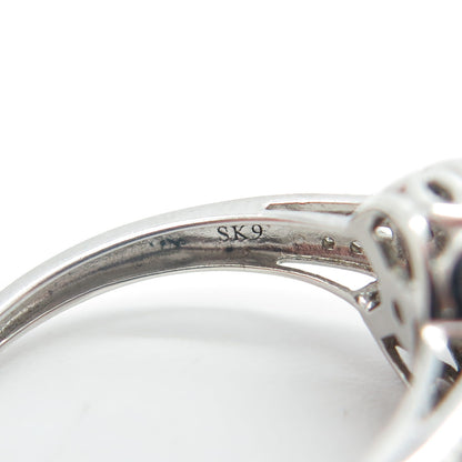 SK9 Allure Gems 925 Sterling Silver Real Round-Cut Diamond Ring Size 7.25