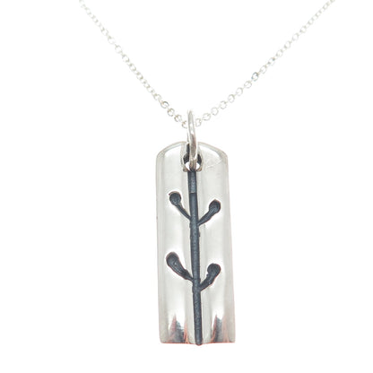 925 Sterling Silver Italy Modernist Tree Bar Cable Chain Necklace 18"
