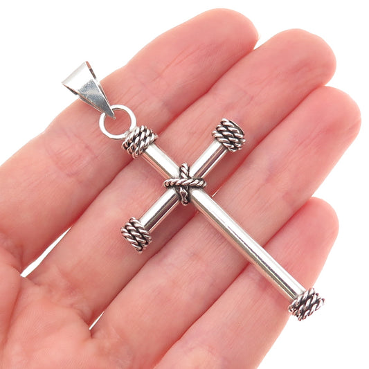 925 Sterling Silver Vintage Cross Religious Oxidized Pendant