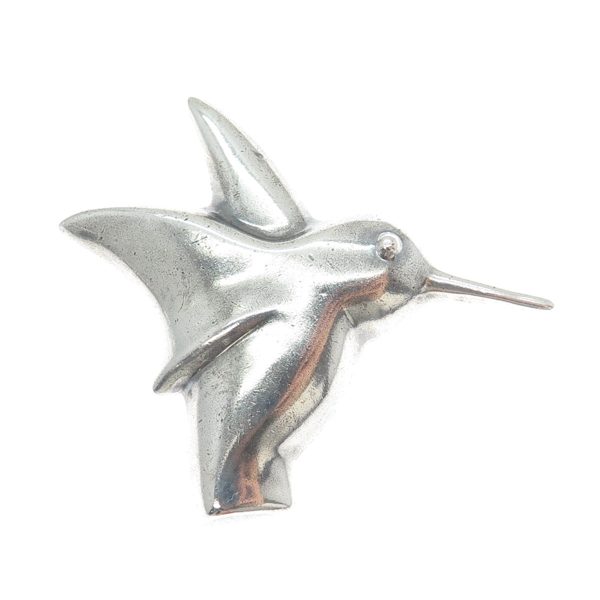 ZINA 925 Sterling Silver Vintage Modernist Hummingbird Oxidized Pin Brooch