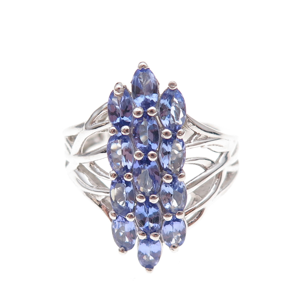 Chuck Clemency 925 Sterling Silver Real Oval-Cut Tanzanite Ring Size 8.25