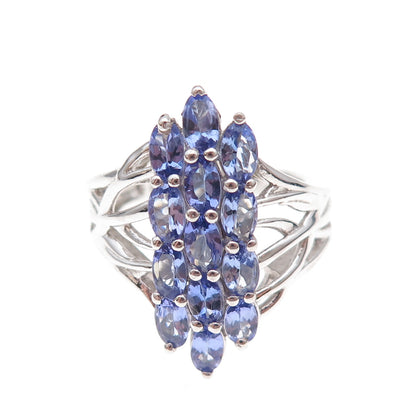 Chuck Clemency 925 Sterling Silver Real Oval-Cut Tanzanite Ring Size 8.25