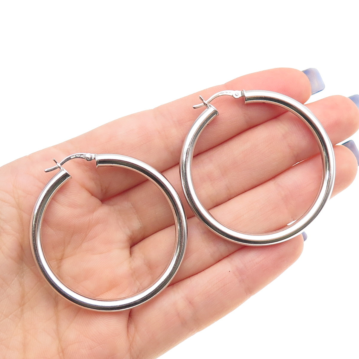 925 Sterling Silver Large Hoop Earrings