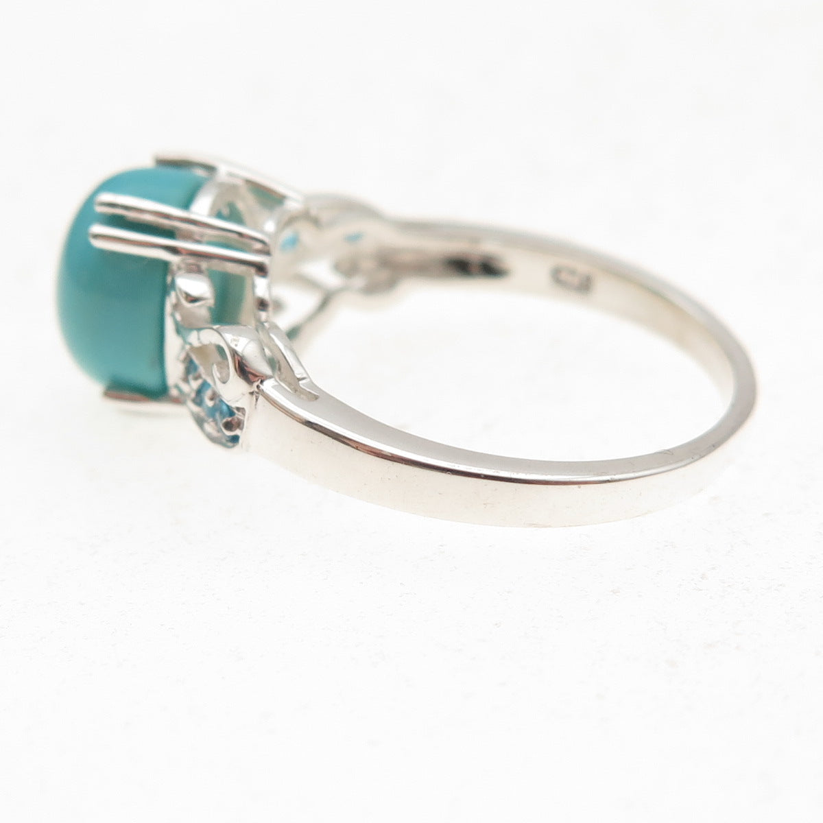 925 Sterling Silver Real Sleeping Beauty Turquoise & Apatite Ring Size 8