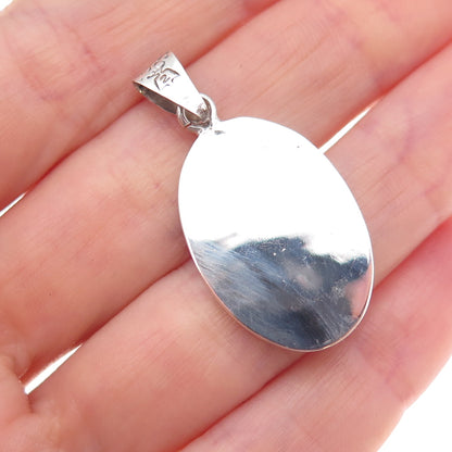 925 Sterling Silver Vintage Mexico Real Turquoise Inlay Cannabis Leaf Pendant