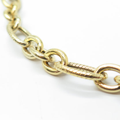 925 Sterling Silver Gold Plated Real Diamond Lock Figaro Chain Necklace 18"