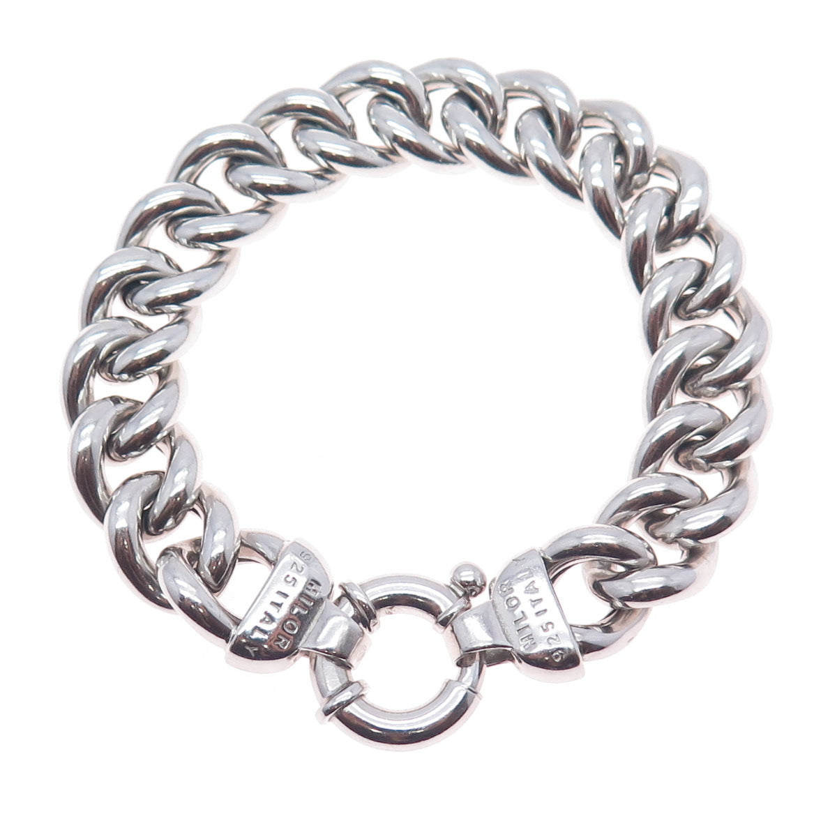 MILOR 925 Sterling Silver Vintage Italy Hollow Curb Link Bracelet 7"
