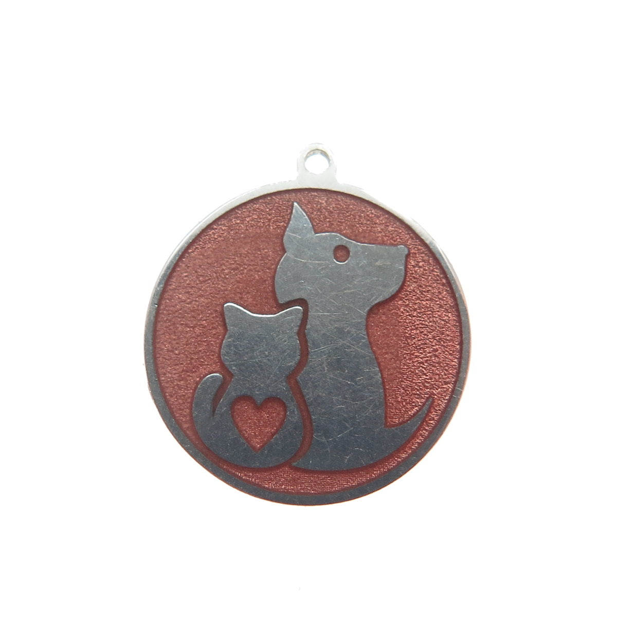925 Sterling Silver Enamel Dog & Cat Friendship Minimalist Charm Pendant