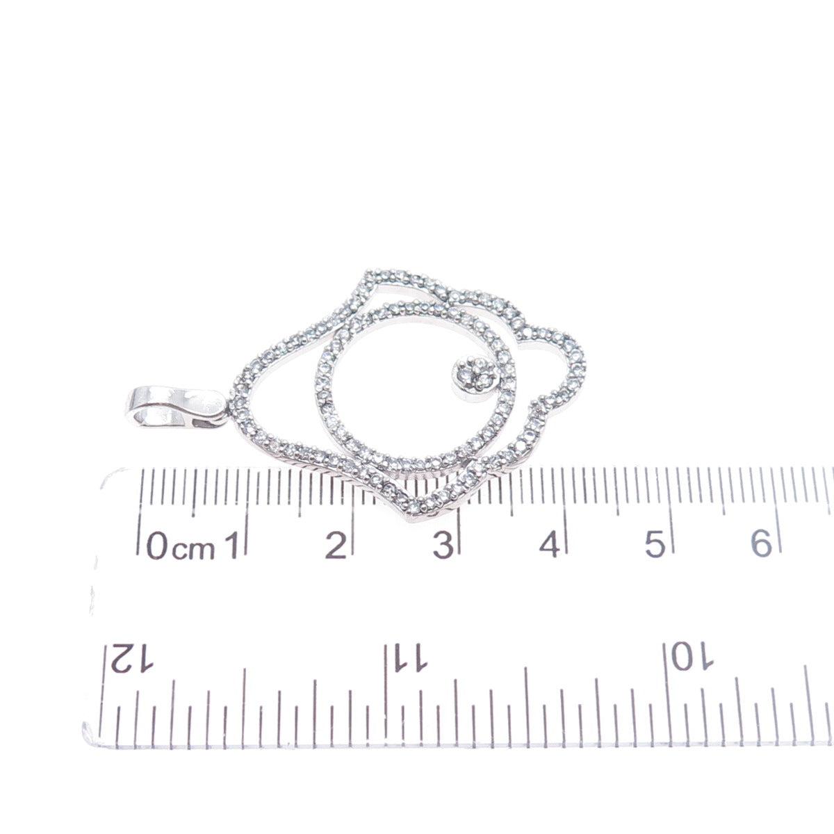 925 Sterling Silver Round-Cut C Z Hamsa Amulet Charm Pendant