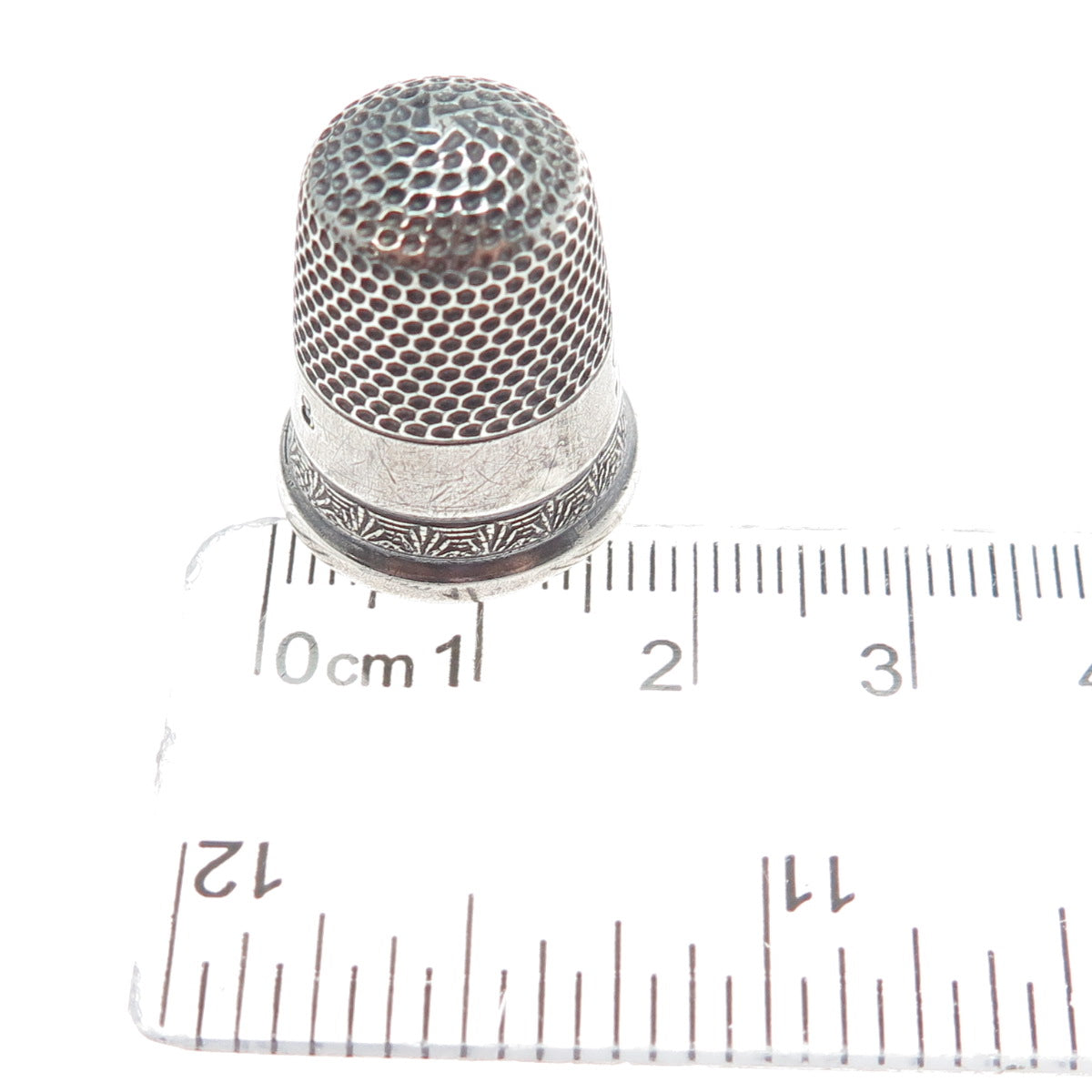 925 Sterling Silver Antique Art Deco Engraved Sewing Thimble Size 8