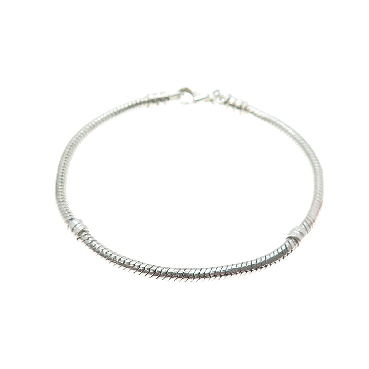 925 Sterling Silver Vintage Snake Link Charm Bracelet 7.25"