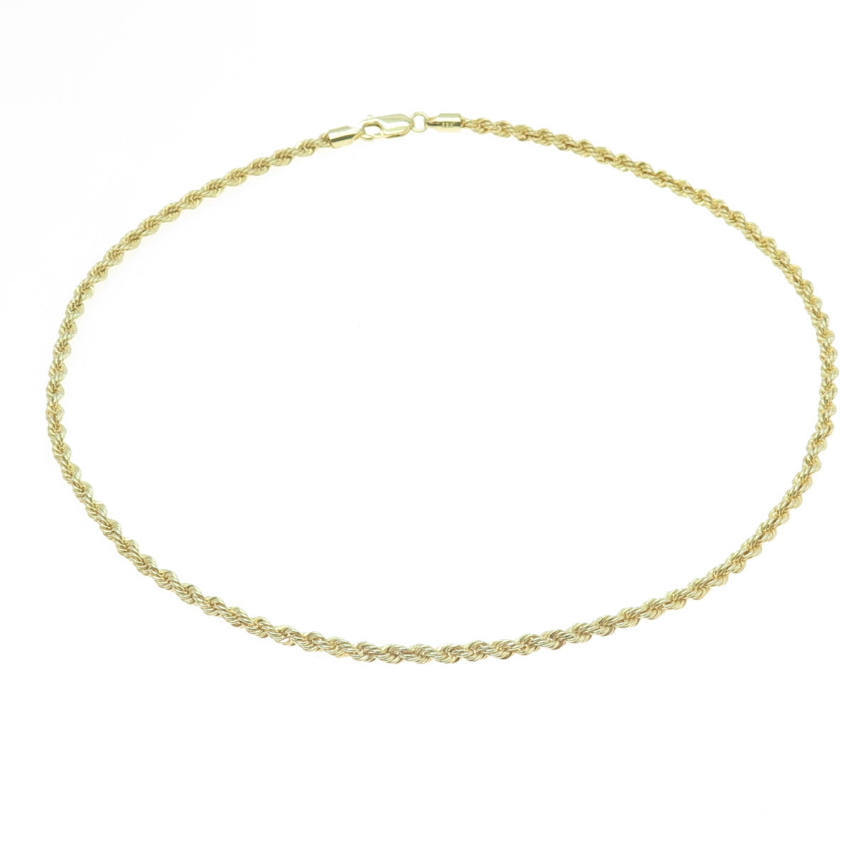 925 Sterling Silver Gold Plated Twisted Rope Chain Necklace 16"