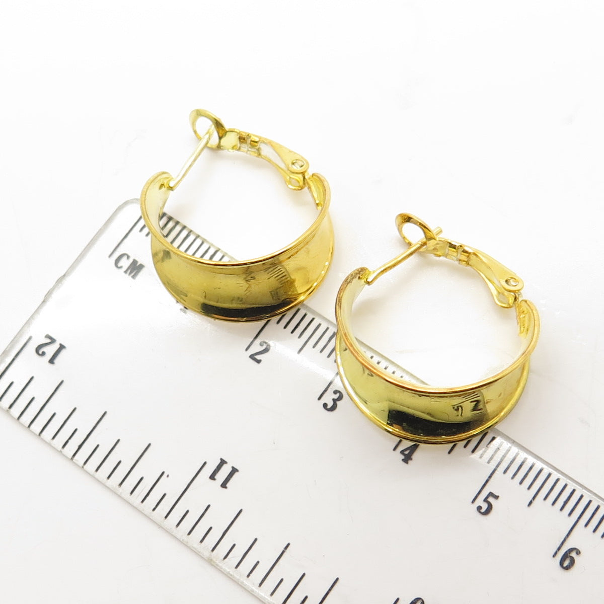 925 Sterling Silver Gold Plated Omega Back Hoop Earrings