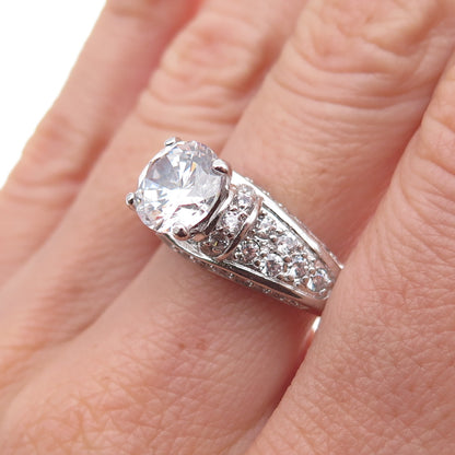 Seta 925 Sterling Silver Round-Cut C Z Engagement Ring Size 9.25