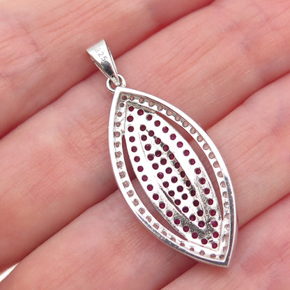 925 Sterling Silver Round-Cut Lab-Created Pink Sapphire & C Z Charm Pendant