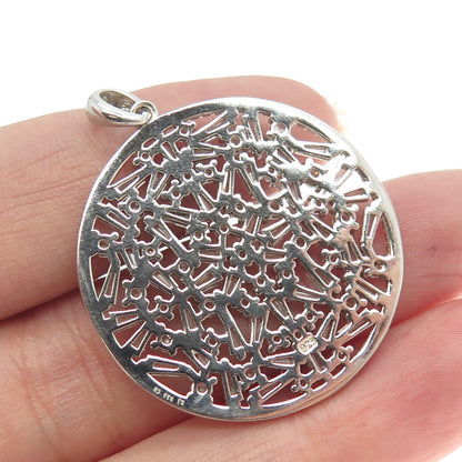 925 Sterling Silver Round & Tapered Baguette-Cut C Z Floral Pendant