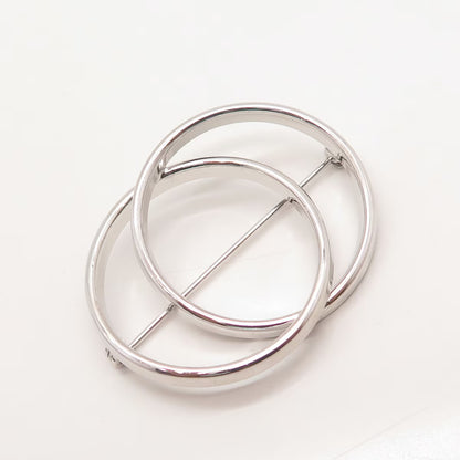 925 Sterling Silver Vintage BEAU Circle Pin Brooch
