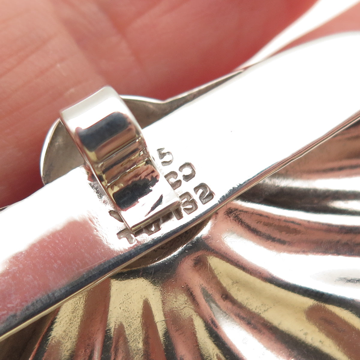 925 Sterling Silver Vintage Mexico Modernist Flower Slide Pendant