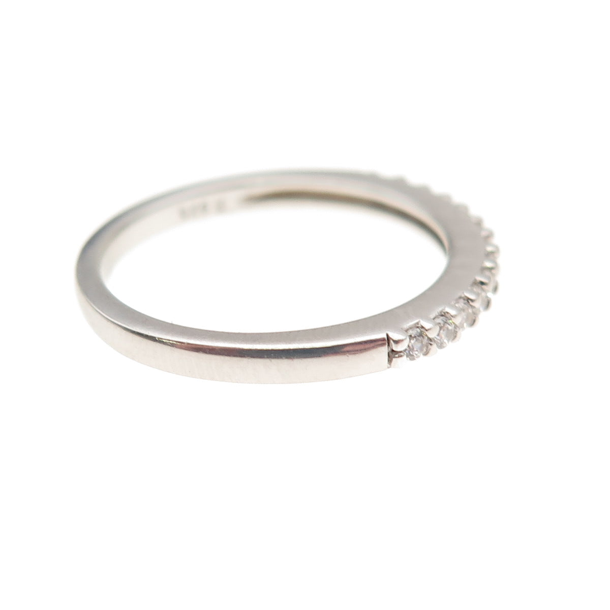 JH Young Sterling Silver Round-Cut C Z Half Eternity Stackable Band Ring Size 7
