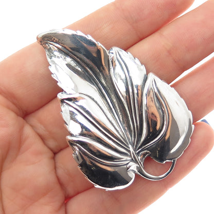 DANECRAFT 925 Sterling Silver Antique Art Deco Floral Leaf Oxidized Pin Brooch