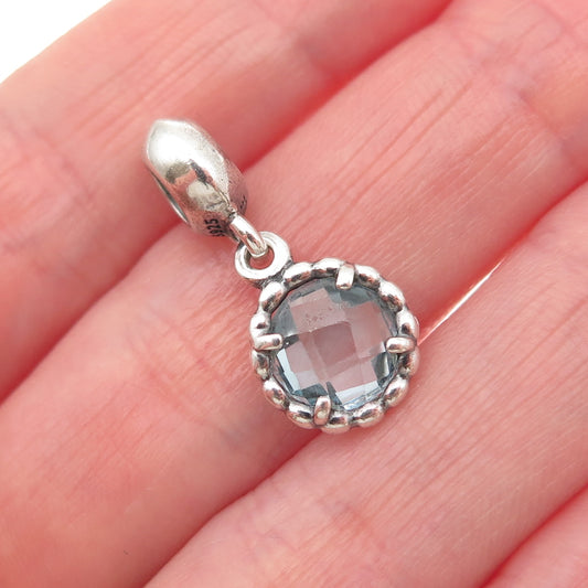 PANDORA 925 Sterling Silver Real Blue Topaz Cool Breeze Dangle Charm