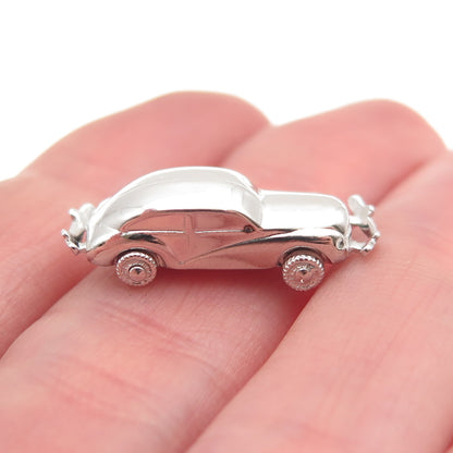 925 Sterling Silver Vintage Retro Car 3D Mini Charm Pendant