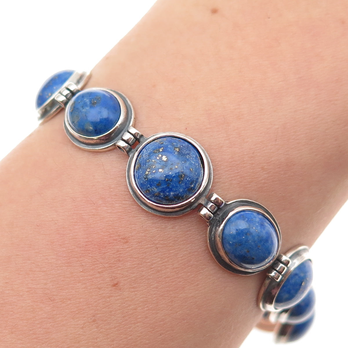 CAROLYN POLLACK 925 Sterling Silver Vintage Real Lapis Bracelet 8"