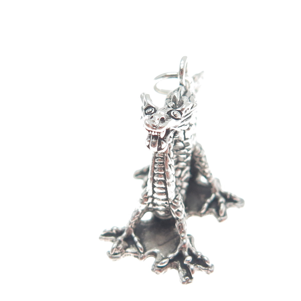 SUNWEST 925 Sterling Silver Vintage Dragon Oxidized 3D Charm Pendant
