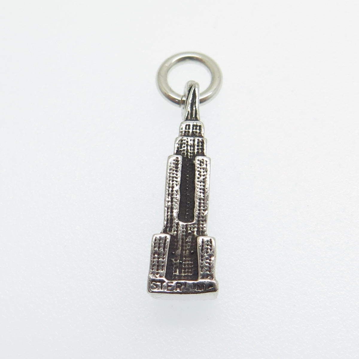 925 Sterling Silver Antique Art Deco Empire State Building Minimalist Pendant