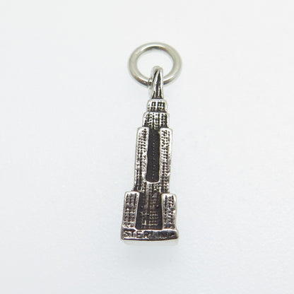 925 Sterling Silver Antique Art Deco Empire State Building Minimalist Pendant
