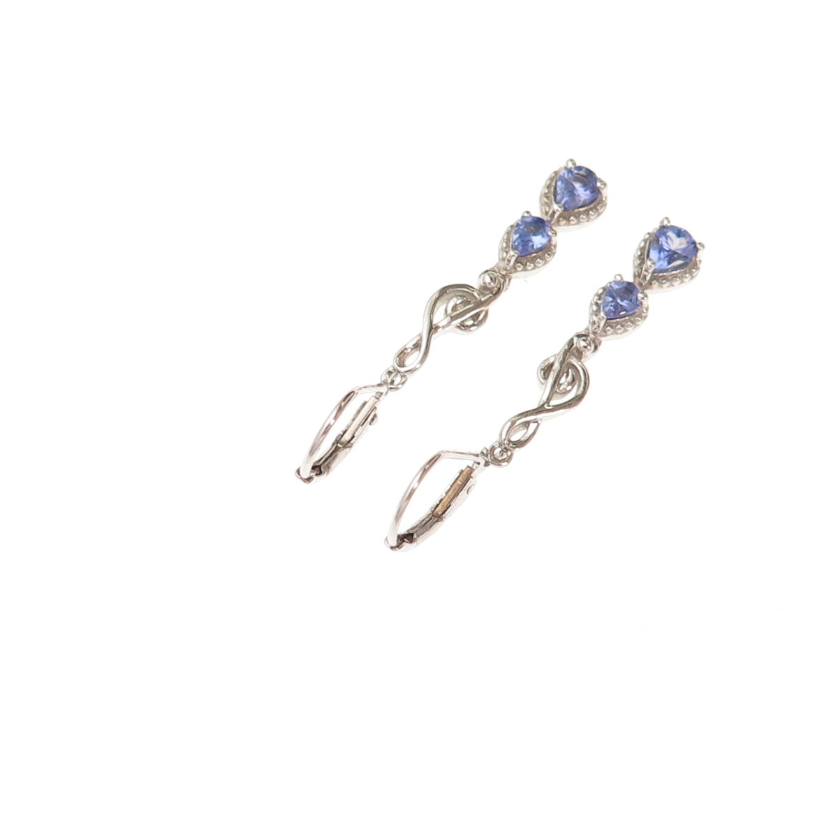Chuck Clemency 925 Sterling Silver Real Tanzanite Treble Clef Dangle Earrings
