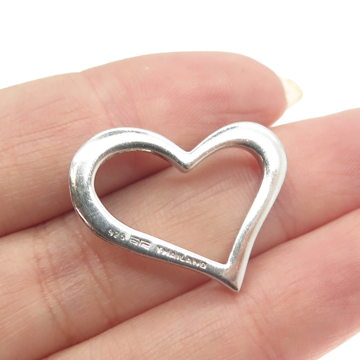 925 Sterling Silver OTC Open Heart Slide Pendant