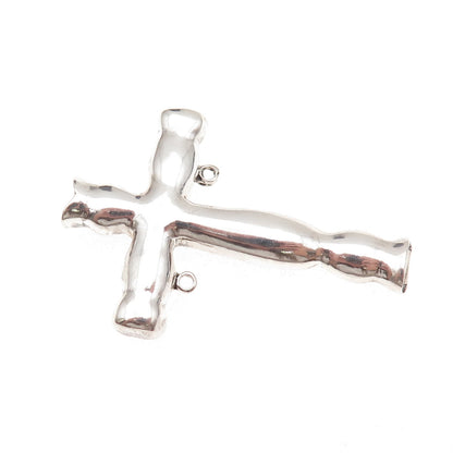 Terry Mayer 925 Sterling Silver Vintage Cross Religious Oxidized Slide Pendant