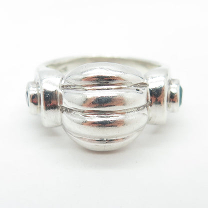 925 Sterling Silver Vintage Real Amethyst & Aquamarine Modernist Ring Size 7.75