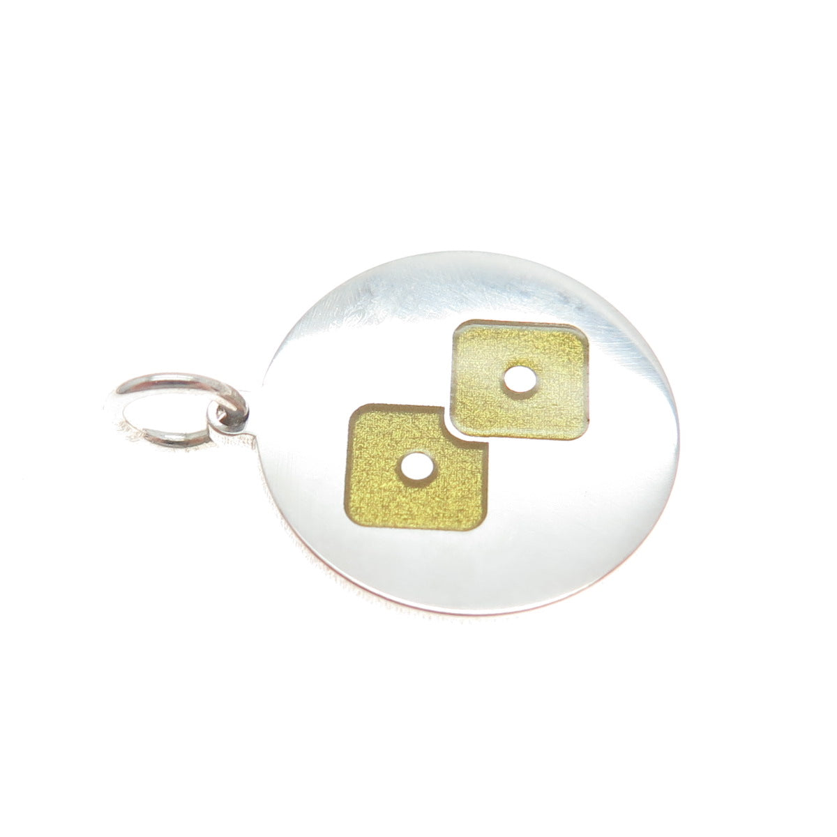 925 Sterling Silver Yellow Enamel Number 2 Lucky Dice Minimalist Charm Pendant