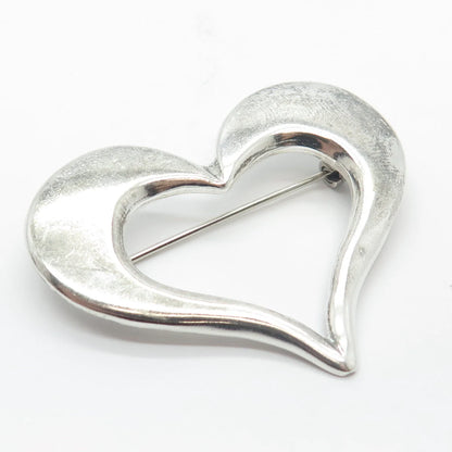 925 Sterling Silver Vintage Mexico Open Heart Pin Brooch