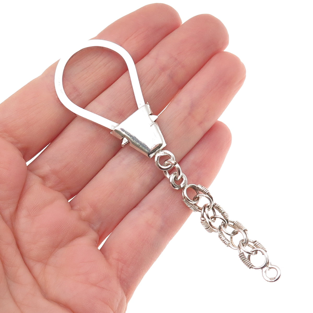 800 Silver Vintage Egypt Key Chain Ring Holder