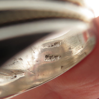 KEITH 925 Sterling Silver 14K Gold Vintage Modernist Ribbed Ring Size 7.25