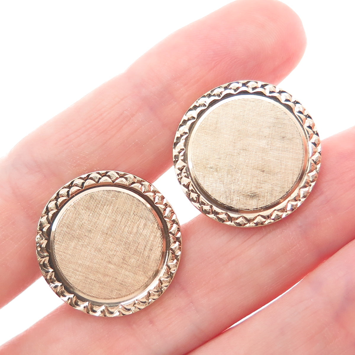 AVEDON 925 Sterling Silver Rose Gold Plated Vintage Round Cufflinks