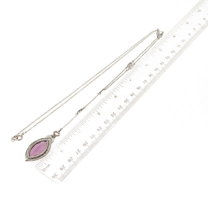 925 Sterling Silver Antique Art Deco Rhinestone Filigree Chain Necklace 24"