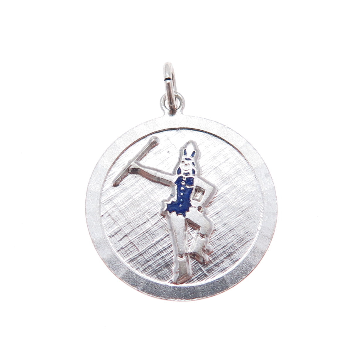 GRIFFITH & SONS CO. 925 Sterling Silver Vintage Enamel Cheerleader Charm Pendant