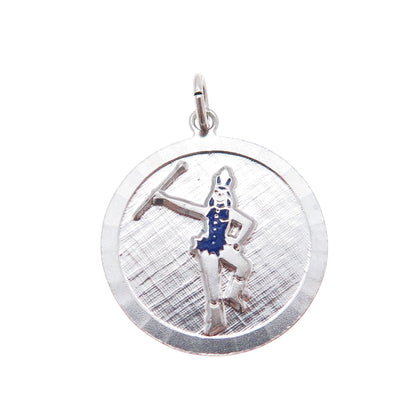 GRIFFITH & SONS CO. 925 Sterling Silver Vintage Enamel Cheerleader Charm Pendant
