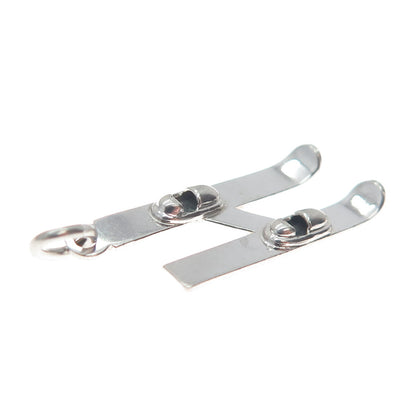 ART'S ELEGANCE 925 Sterling Silver Vintage Skiing Minimalist Charm Pendant