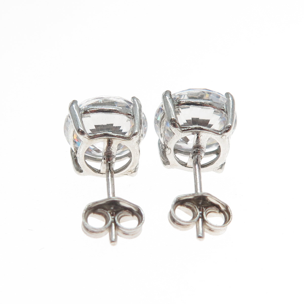 925 Sterling Silver Round-Cut C Z Stud Earrings