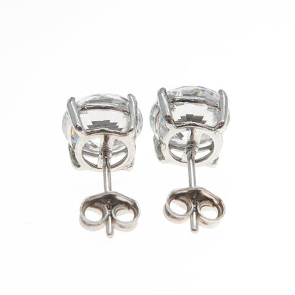 925 Sterling Silver Round-Cut C Z Stud Earrings